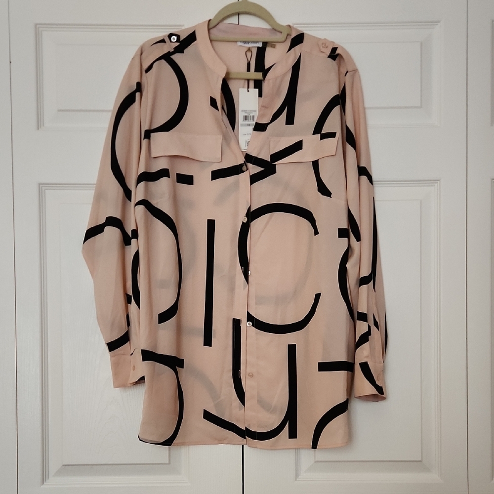 Calvin Klein Black and Cream Blouse